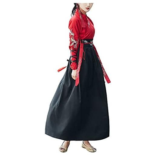 Generic costume tradizionale cinese hanfu antico spadaccino kungfu antica dinastia tang vestito da cavaliere (10#_rosso, m)