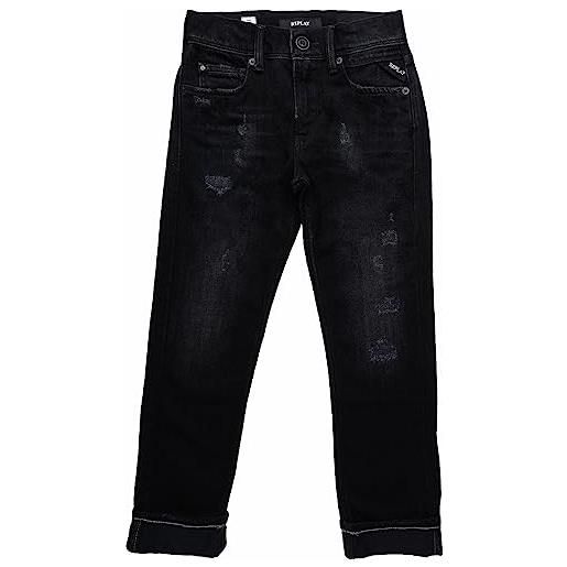 REPLAY sb9328 dark indigo super stretch jeans, black 098, 14 años bambini e ragazzi
