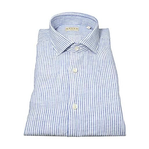 XACUS camicia uomo puro lino 41212003 rigata colore azzurro taglia 42
