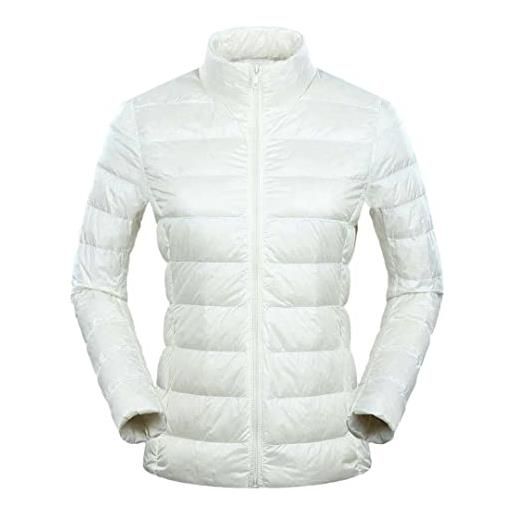 Pulcykp piumino da donna con cappuccio ultraleggero di media lunghezza leggero caldo sottile giacca bianca l, bianco, l