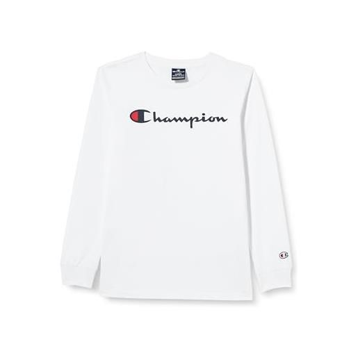 Champion legacy american classics b - logo l-s crewneck maglietta a manica lunga, bianco, 5-6 anni bambino fw23