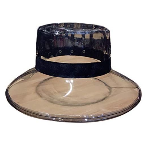 Gwxevce cappello da secchio in pvc trasparente unisex cappello da pioggia impermeabile a gelatina a tesa larga in gelatina nera