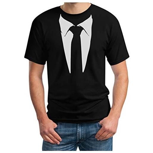 Shirtgeil completo smoking con cravatta stampato maglietta da uomo large nero