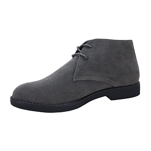 AK collezioni scarpe polacchine uomo scamosciate grigio casual invernali man's shoes ecopelle (43)