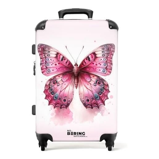 NoBoringSuitcases.com © valigia per bambini valigia da viaggio bagaglio per bambini a 4 ruote, lucchetto tsa (ritratto di una principessa con vestito rosa), (valigia media 67x43x25 cm)