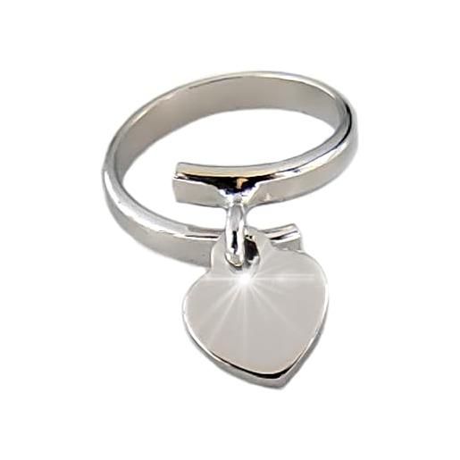 Gioielli Aurum - anello donna in argento 925 regolabile con ciondolo cuore pendente sterling silver rodiato