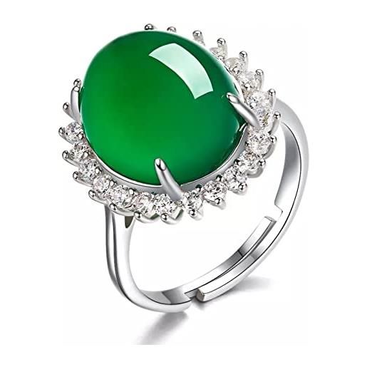 EAGLEG anello di giada verde naturale hetian 925 argento giadeite amuleto moda gioielli gioielli regali