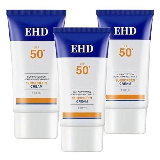 ROSSOM ehd sunscreen, sunscreen spf 50 for face, light and breathable, fast absorption & no sticky feeling, uv isolation waterproof sweat outdoor men and women 60g/branch (3 pcs)