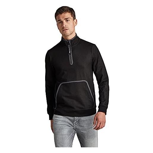 G-STAR RAW men's lightweight half zip bound sweater, nero (dk black d19879-c790-6484), m