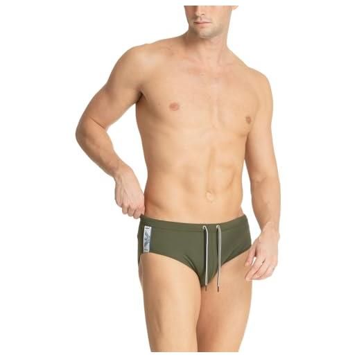 Emporio Armani logotape swim brief, slip uomo, verde (military green), 52
