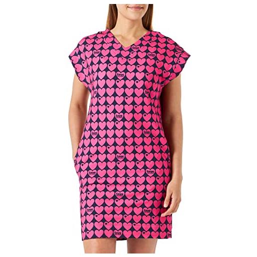 Love Moschino comfort fit v-neck short-sleeved dress, blu fucsia, 44 donna