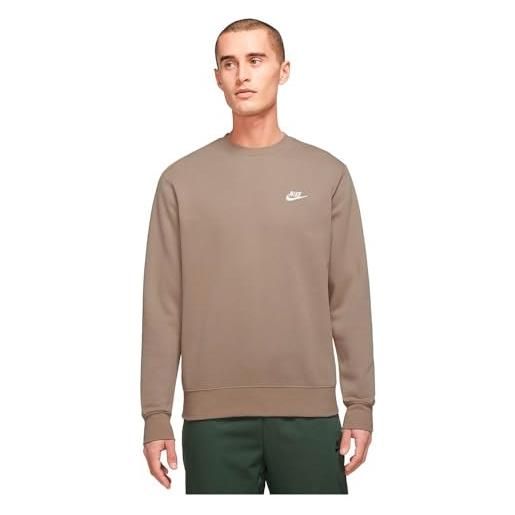Nike sportswear club fleece maglia lunga, khaki/bianco, m uomo