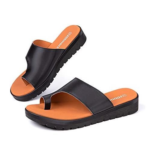 Hitmars sandali donna zeppa estive ciabatte moda infradito eleganti aperte plateau spiaggia ortopediche 01 nero taglia 39