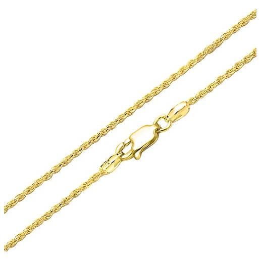 Bling Jewelry 2mm 040 gauge strong 14k gold plated. 925 sterling silver rope link chain necklace for women made in italy 16 20 24 in
