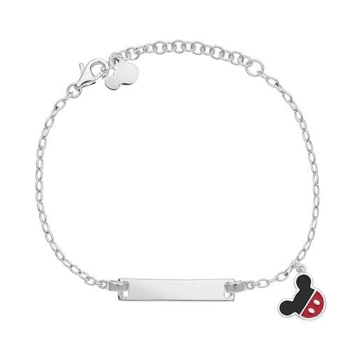 Disney mickey bracciale, acciaio inossidabile con smalto rosso per bambini e bambine, gioielli Disney