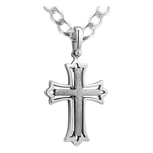 Sterll uomo argento catena vero ciondolo croce in sterling 925 confezione regalo piccoli regali