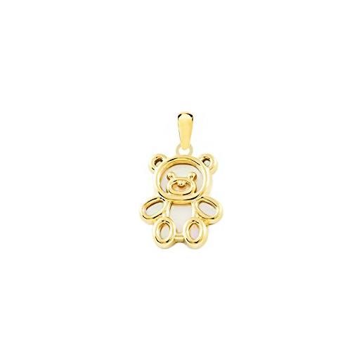 Monde Petit pendente per bambini orso madreperla - oro giallo 9k (375) - scatola regalo - certificato di garanzia