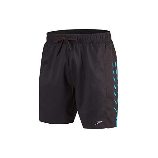 Speedo sport printed, pantaloncini da bagno uomo, nero (black/windsor blue), xs