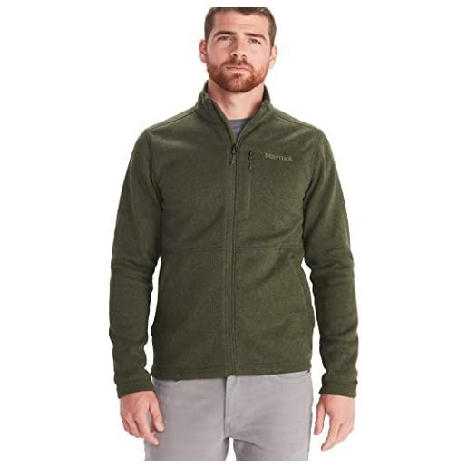 Marmot uomo drop line jacket, calda giacca in pile, giacca outdoor con zip integrale, scaldacorpo traspirante e resistente al vento, nori, l