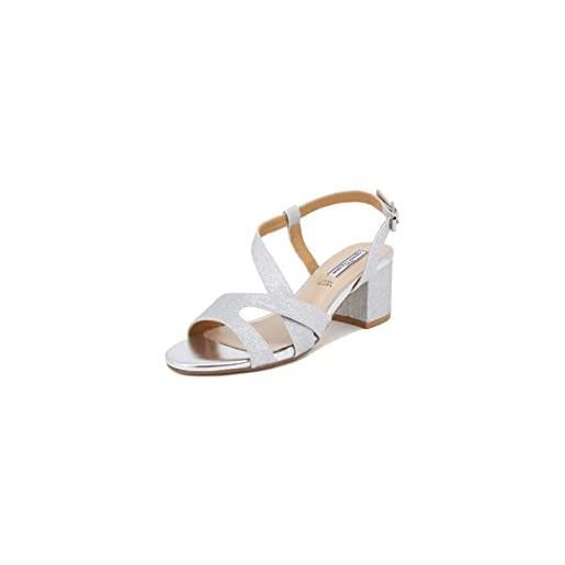 QUEEN HELENA sandali eleganti glitterati con tacco basso a fascia incrociata donna zm9463 (scarpa oro con pochette, numeric_36)