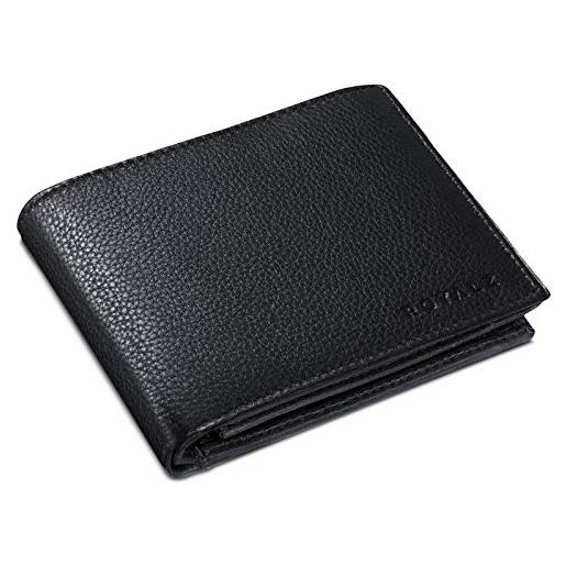 ROYALZ portafoglio in pelle per uomo etui con protezione rfid - custodia compatta in formato orizzontale in design vintage, colore: nero