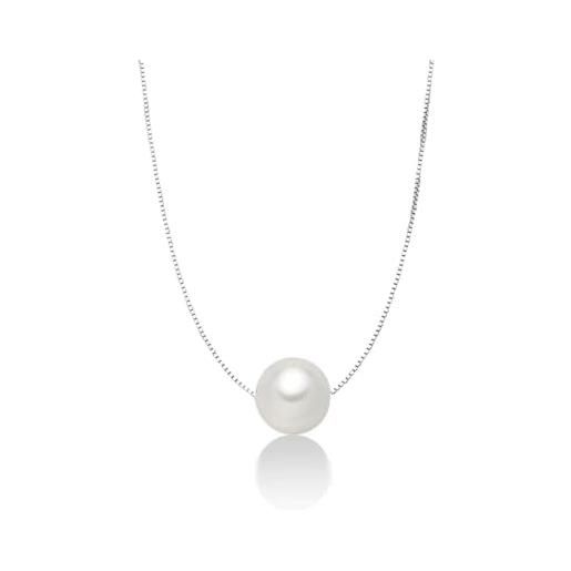gioiellitaly girocollo donna giroperla perla acqua dolce 5 mm catenina veneziana argento 925 passante lunghezza 45 cm ciondolo perla donna ragazza
