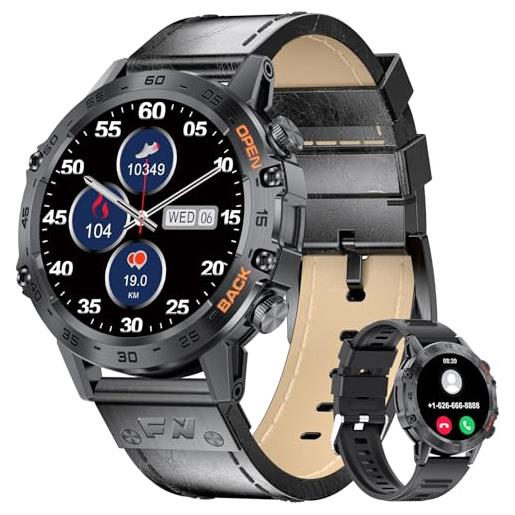 FOXBOX smartwatch uomo con chiamate bluetooth 5.0,1.39hd smart watch impermeabile ip68, 100+modalità sportive, 400mah fitness tracker, sonno/cardiofrequenzimetro, notifiche per android ios
