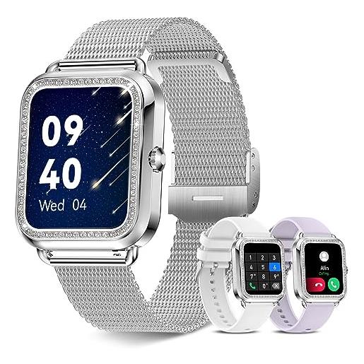 Betatree smartwatch da donna, 1.6, con chiamata bluetooth/notifiche intelligenti, orologio sportivo con podometro, 19 sport, monitor cardiaca/sonno, compatibile con android ios
