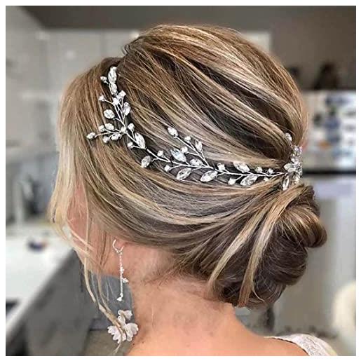 JUSTUSNX sposa headpiece cristallo capelli vite argento bridal flower pieces accessori per lo styling dei capelli per le donne e le ragazze