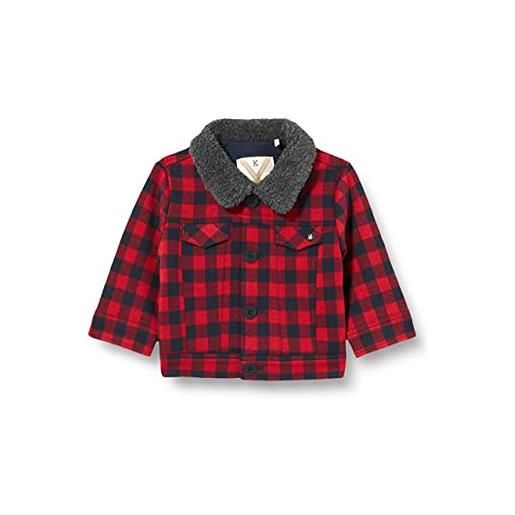 IKKS junior veste en maille marine et à giacca in maglia, navy/rouge carreaux, 12 mois bambino