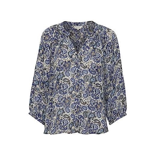 Part Two women's-camicetta v-notch neckline 3/4 sleeves relaxed fit printed fabric camicia da donna, stampa blu paisley, 42