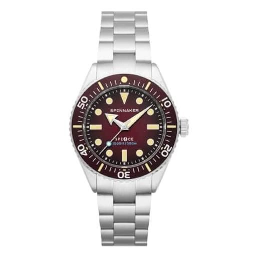 Spinnaker mens 40mm spence automatic crimson red watch with solid stainless steel bracelet sp-5097-55