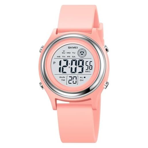 findtime orologio sportivo digitale da donna, impermeabile fino a 50 m, orologio digitale per sport all'aria aperta, con retroilluminazione a led, sveglia, cronometro, plus-blush