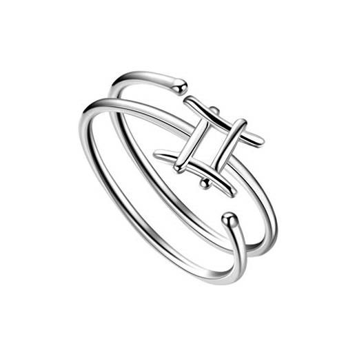Besilver anello regolabile con segno zodiacale da donna in argento sterling 925, anello astrologico con 12 costellazioni, anello aperto per dichiarazione celeste, gioielli zodiacali, regali per compleanno, 