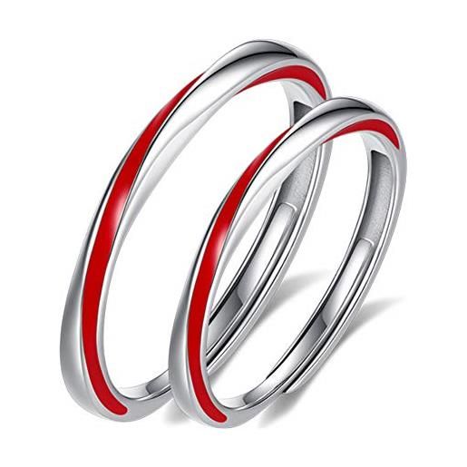 Helen de Lete, anello regolabile in argento sterling s925, con fascia mobius con linea rossa schicksal, argento sterling