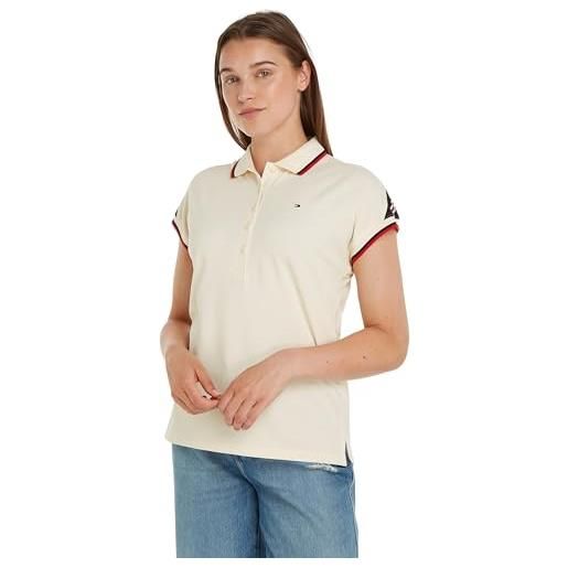 Tommy Hilfiger maglietta polo maniche corte donna regular fit, bianco (calico), s