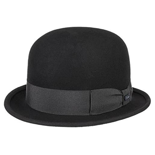 LIPODO cappello in feltro di lana donna/uomo - bombetta con falda di 4,3 cm - bowler monocromata con nastro - s-xl (54-61 cm) - cappello da occasione autunno/inverno nero xl (60-61 cm)
