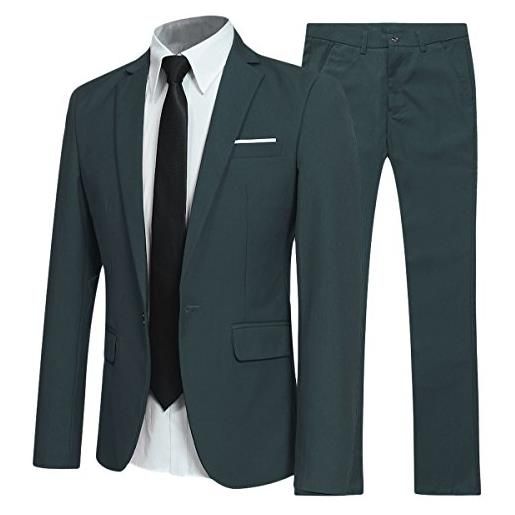 Allthemen abiti da uomo 2 pezzi suit slim fit wedding dinner tuxedo abiti per uomo business casual giacca e pantaloni 10 colori disponibili verde l