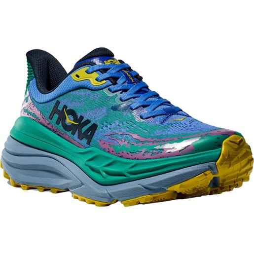 Hoka - scarpe da trail - stinson 7 m virtual blue / tech green per uomo - taglia 7.5,8,8.5,9,9.5,10,10.5,11,11.5,12 - verde