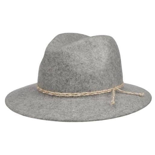 LIPODO cappello tirolese donna/uomo - cappello in feltro di lana made in italy - cappello in lana con corda - cappello in feltro autunno/inverno grigio m (55-56 cm)