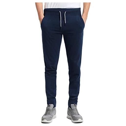 Evoga pantaloni uomo tuta fitness blu nero aderente slim fit 100% made in italy (blu, xl)