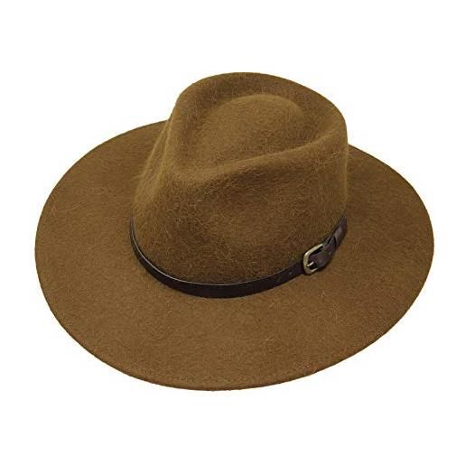 Borges & Scott lewis alpaca premium - cappello fedora a tesa larga - feltro di lana di alpaca - resistente all'acqua - cinturino in pelle - marrone 58cm