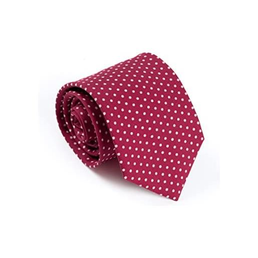 Remo Sartori - cravatta in seta stampata rosso amarena a pois bianchi, made in italy, uomo