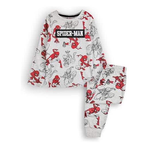 Marvel spiderman bambino pigiama | pigiama grafico a gamba lunga da supereroe per bambini in grigio | regalo di articoli per la pigiameria