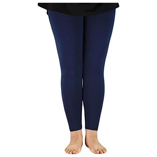HHSW leggins termicos mujer leggings elastici a figura intera in fibra di bambù casual, blu navy, 7xl