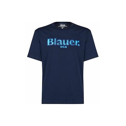 Blauer t-shirt con logo sfumato
