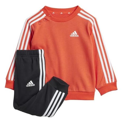 adidas essentials 3-stripes jogger set kids tuta, bright red/white, 18-24 mesi unisex - bimbi 0-24