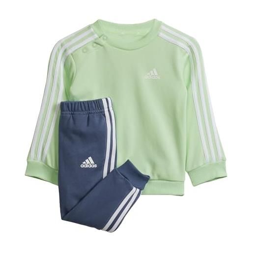 adidas essentials 3-stripes jogger set kids tuta, semi green spark / white, 1 anno unisex - bimbi 0-24