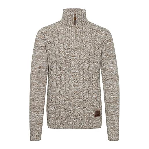 !Solid pankraz maglione in maglia grossa pullover maglieria da donna con colletto troyer in cotone 100% con stampa, taglia: l, colore: dune (5409)