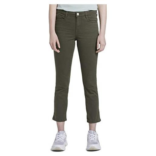 Tom tailor - jeans da donna alexa slim, lunghezza 7/8 woodland green w27